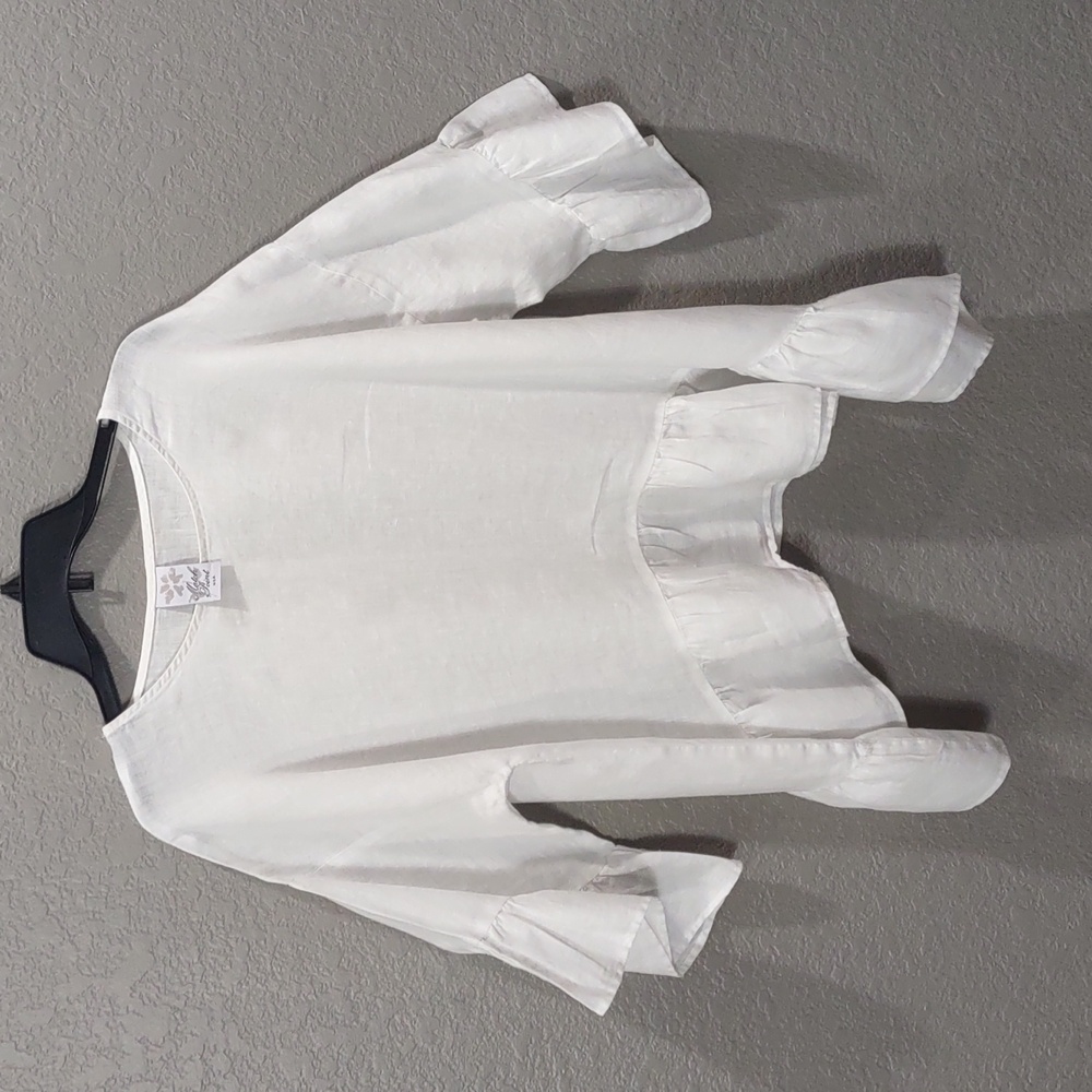 MARTCH POINT BLOUSE,100%LINEN, Size S. - Picture 3 of 17